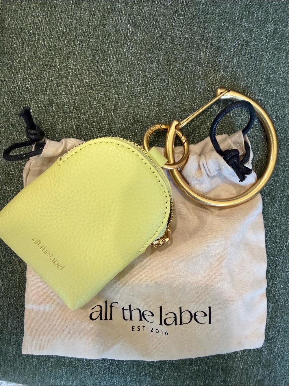 Alf The Label Lime Green Leather Coin Pouch with Gold Keyring